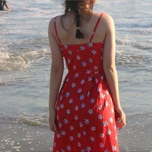 Red Thai-style dress, summer dress, size: XS